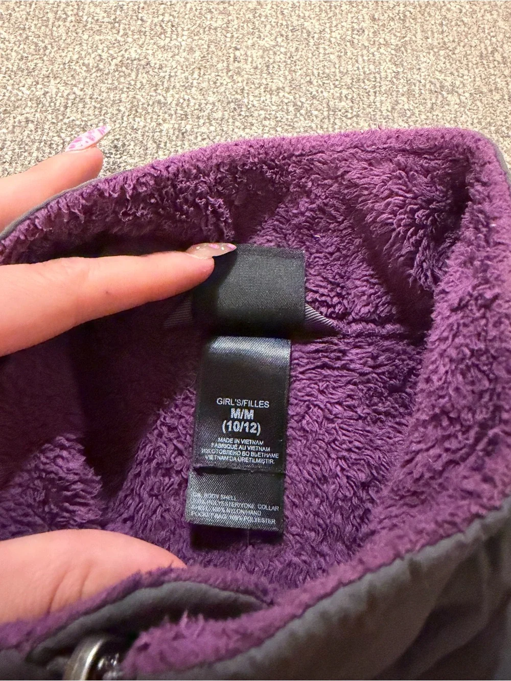 The North Face Purple and Gray Fuzzy Full-Zip Kids Jacket